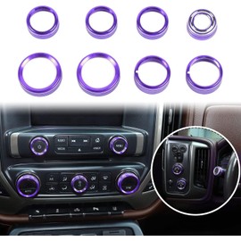 Voodonala for Silverado Radio AC Knobs Air Conditioner Switch Button Center Console Switch Knob Cover Trim for 2014-2018 Chevy Silverado GMC Sierra Accessories Aluminum Alloy, Purple 8pcs