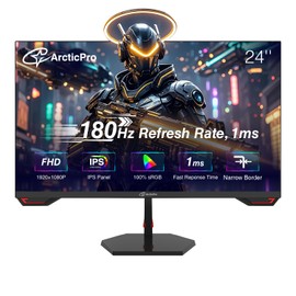 ArcticPro 24inch Gaming Monitor 180Hz, FHD 1080p, IPS Panel, 1ms Response Time, Adaptive sync, PC Computer Monitor, 3-Sided Frameless, Ultra Slim, 125% sRGB, Bluelight Filter, DP*1, HDMI*1