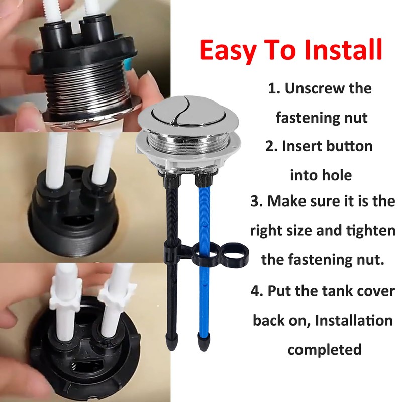 48mm/1.89 inch Dual Push Flushing Toilet Button Toilet Tank Button