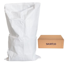 SKIR'CO (Pack of 10) White PP Fabric Bags 50 x 75 cm Polypropylene Bags with Polyethylene Lining, Rubble Sacks, Waste Disposal Bags