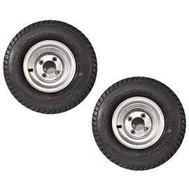 2-Pack Trailer Tires On Galvanized Wheel Rims 18.5X8.5-8 215/60-8 Load C 4 Lug