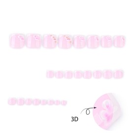 FIEONCIY Press on Toenails with Designs Acrylic Fake Nails for Toe Artificial False Nails with Charms Glue on Toe Nails for Spring Summer Stick on Toenails for Women Girls(JP3815)