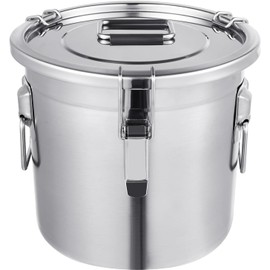 YPCDTL01 3.17Gal 304 Stainless Steel Airtight Canister,Metal Bucket Large Stainless Steel Canisters - Locking Clamp & Airtight Lids - Dog Food/Bird Seed/Coffee Storage Container