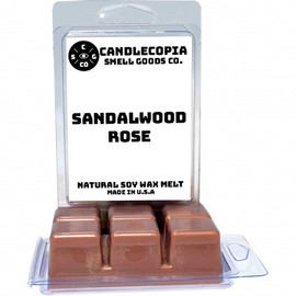 Candlecopia Sandalwood Rose Strongly Scented Hand Poured Vegan Wax Melts, 12 Scented Wax Cubes, 6.4 Ounces in 2 x 6-Packs