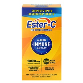 Ester-C Vitamin C 1000 mg Coated Tablets, Immune System Booster, Stomach-Friendly Supplement, 120 Count
