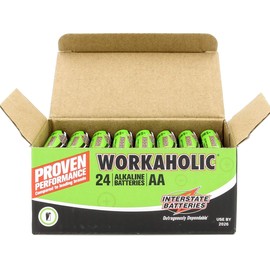 Interstate Batteries AA Alkaline Battery (24 Pack) All-Purpose 1.5V High Performance Batteries - Workaholic (DRY0070)