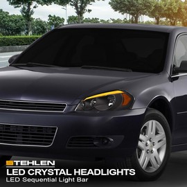 Stehlen 642167826767 Compatible With 2006-2013 Chevy Impala / 2014-2016 Limited / 2006-2007 Monte Carlo Sequential LED Strip Bar Headlights With Signal Amber - Black