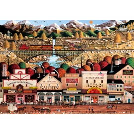 Buffalo Games - Charles Wysocki - Sleepy Town West - 300 Piece Jigsaw Puzzle for Adults - Challenging Puzzle Perfect for Game Nights - Finished Puzzle Size is 21.25 x 15.00