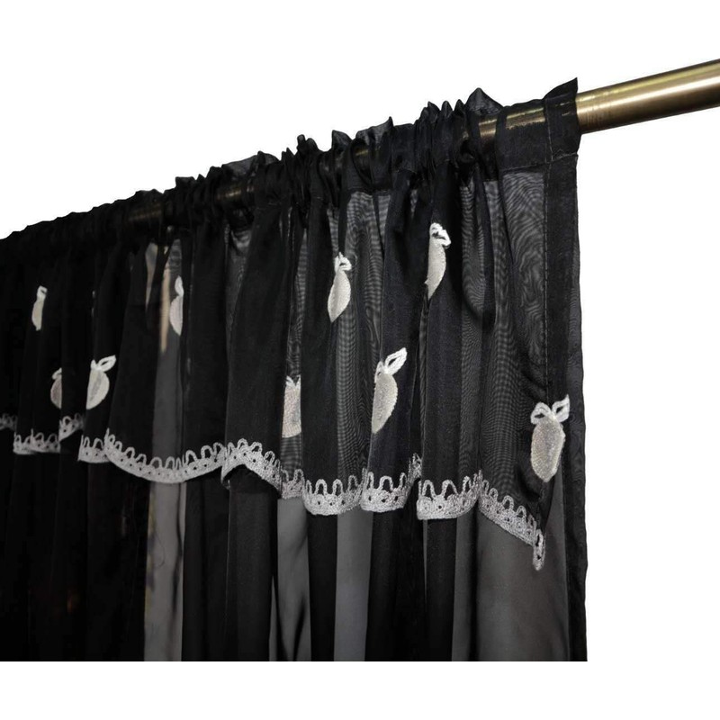 Householdfurnishing Embroidered Kitchen Window Pair Curtains Set Rod Pocket with