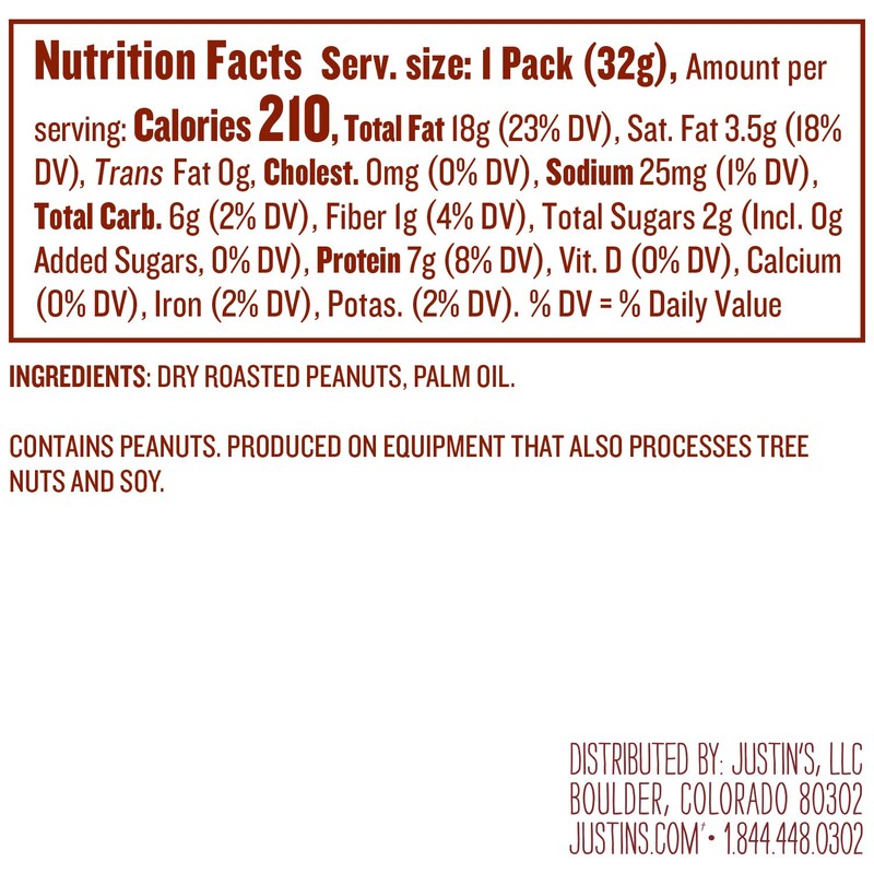 Justin's Classic Peanut Butter Squeeze Packs, Only Two Ingredients, Gluten-free,