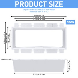 3PCS BE4 Electrical Outlet Box Extenders with 24PCS Screws, (4-Gang) Electrical Power Outlet Box Extender，Extender Electric Box Extender 4 Gang Power Switch Receptacles Accessories