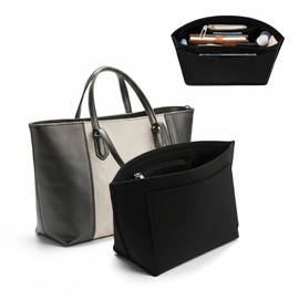 lumanothy Bag Organiser Shopper, Handbag Organiser with Multi-Pocket, Felt Bag Insert for Tote Bags, Mommy Bag, Shopping Bag, Shopper, Black, S