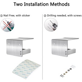 Qobobo® Toilet Roll Holder with Shelf, V2A Rustproof Stainless Steel with Wall Mount e.g. Two Different Mounting Options: Drilling or Glued