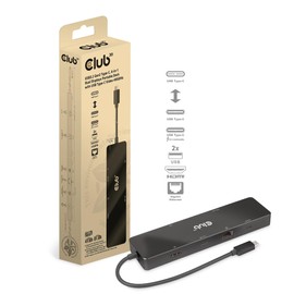 Club 3D USB Gen2 Type C 6-in-1 Hub HDMI/USB C Dual Display 8K30Hz(DSC) / 4K120Hz(DSC) / 2x USB A / RJ45 / USB C 10Gbps / USB C PD3.0 100W (CSV-1584)