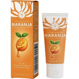 Oficial Luxevéria Naranja Gel Exfoliante Facial, Aroma a Naranja, con Sodium Hyaluronate, Sorbitol y Vitamin E, Textura Ligera No Grasosa, 50 g (1)
