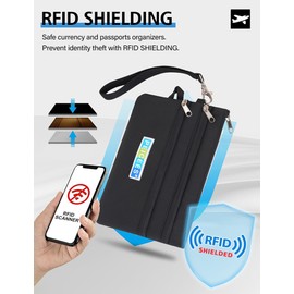 Peicees World Travel Essentials Currency and Passport Organizers Cash Cards Tickets Holder RFID Blocking Wallet, Rose