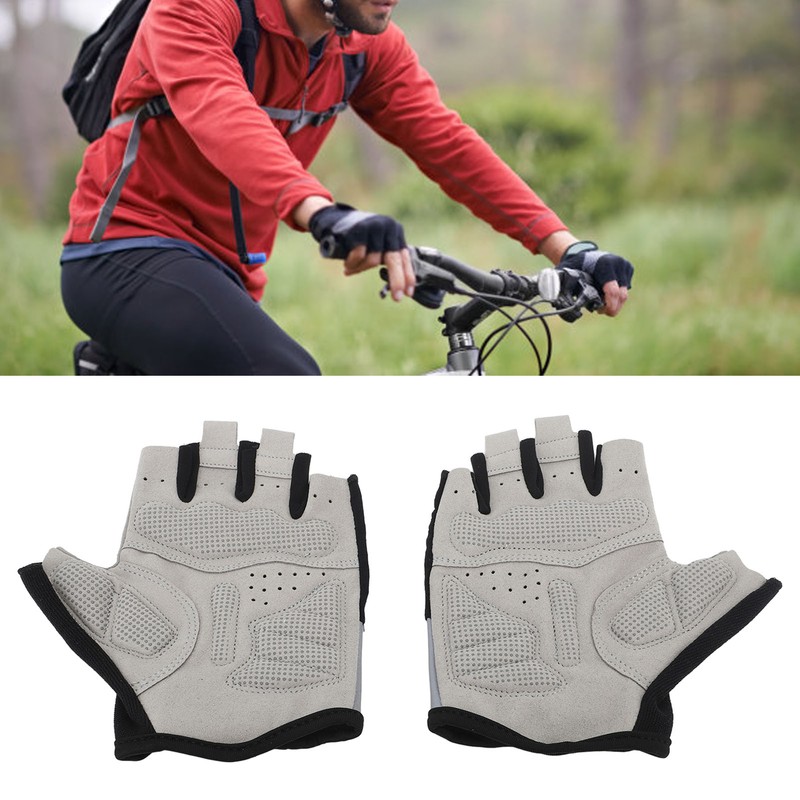 Men Cycling Half Finger Gloves Anti Slip Shock Absorption Bicycle