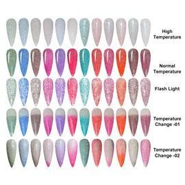 VERONNI Color Changing Gel Nail Polish -12 ColorsTemperature Changing Colors Nail Gel Polish Set,Reflective Glitter Mood Changing Gel Nail Polish Nail Art Manicure DIY at Home