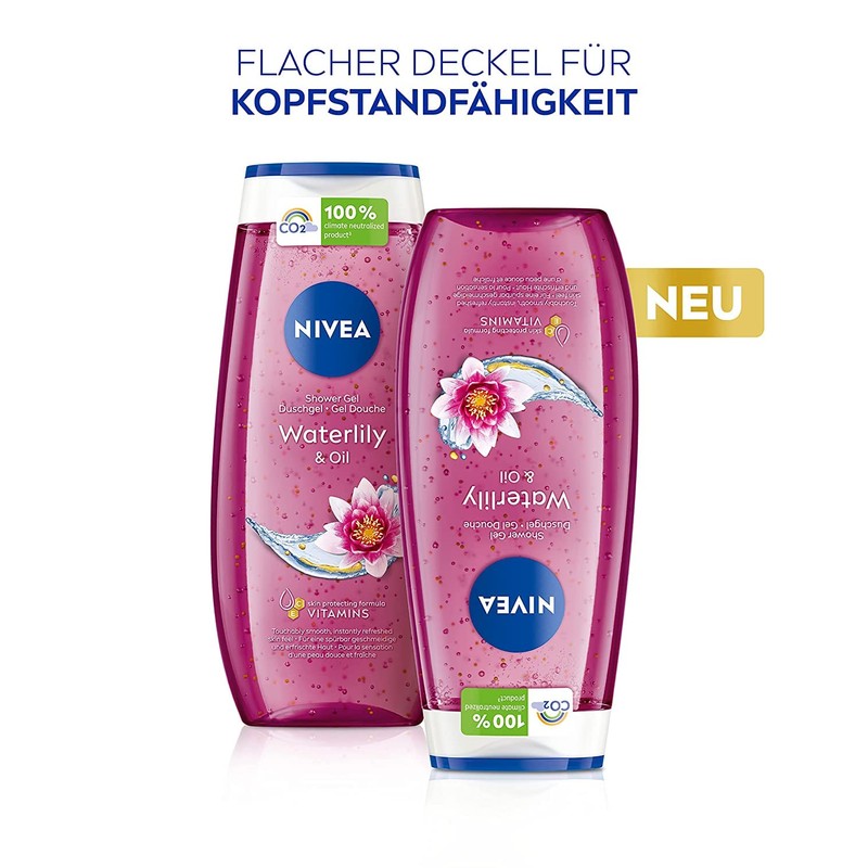 NIVEA Waterlily & Oil Duschgel (250 ml), pH-hautneutrale Pflegedusche mit