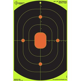 Splatterburst Targets - 12 x 18 inch Bullseye Splatter Target - Easily See Your Shots Burst Bright Fluorescent Yellow Upon Impact - Made in The USA (50 Pack)
