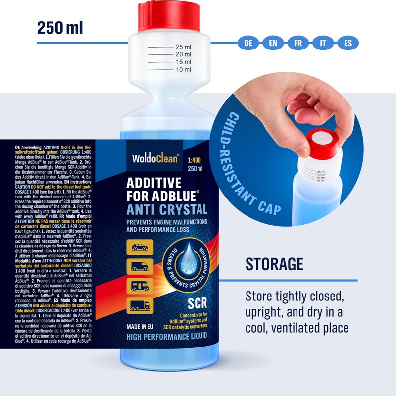 WoldoClean Additivo AdBlue Anticristallizzante 250 ml - Detergente SCR e
