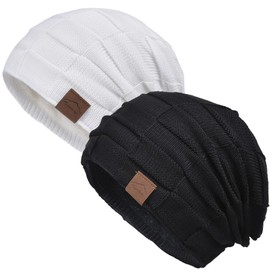 BABAHU Knit Beanie Hat for Men and Women Winter Warm Hats Thick Fleece Lined Slouchy Beanie Skull Cap