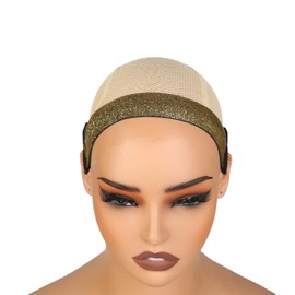 2Pcs Wig Band For Lace Front Ear Free Painless Lace Melting Elastic Band Headband For Women No Slip C Shaped Ear Curve (Gold, Regular(2pcs))