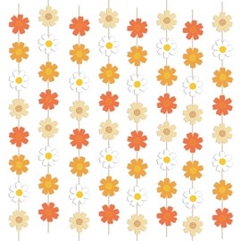 Bicuces 12 Pcs Daisy Boho Banner Daisy Party Decorations Groovy Party Favors Daisy Decor Spring Flower Garland Spring Flower Garland Daisy Paper Cutouts for Daisy Birthday Party Decorations