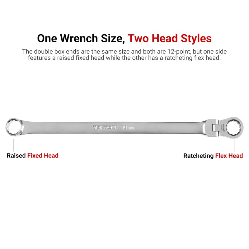 TEKTON 10 mm Long Fixed/Flex Head 12-Point Ratcheting Box End
