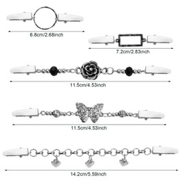 Pack of 5 Retro Cardigan Dresses Shirts Collar Clip Made of Alloy, Vintage Pullover Scarf Clips, Cardigan Clips Chain, Shirt Brooches Clips, Scarf Clips, Cape Closure for Girls Women, Metal