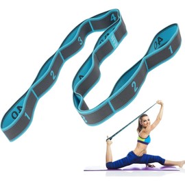 Riwer Yoga Gurt 3 Stück Yoga Band Stretching Strap mit 10 Schlaufen, Fitness Stretchband Hochelastischer Gymnastikband für Pilates, Tanz, Gymnastik, Effektives Dehnung