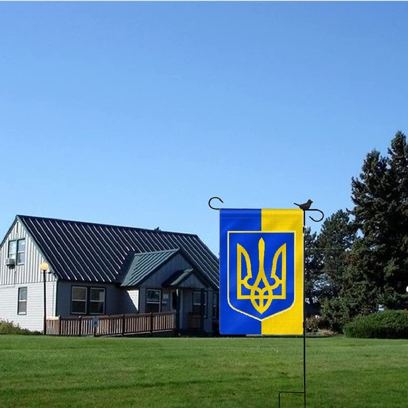 Ukraine Garden Flag,12x18 in Heavy Duty Ukrainian Emblem Outdoor Banner