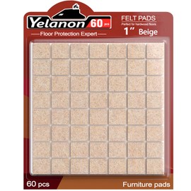 Yelanon Felt Furniture Pads -60 Pcs Premium Felt Pads for Chair Legs Furniture, Floor Protectors for Hardwood Floors, Beige