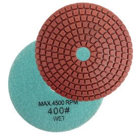 HXIN Diamond Wet Polishing Pads 4" 100mm for Buffing on Granite Marble Stone Concrete Tile Ceramic Floor Smoothing renovate Removing Marks with Nylon Backing (1, 400 Grit)
