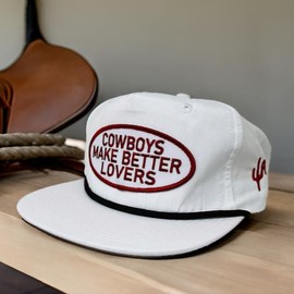 CACTUS ALLEY HAT CO. Cowboys Make Better Lovers Western Lifestyle Inspired Adjustable Snapback (US, Numeric, 7, 7 3/4, White/Red)