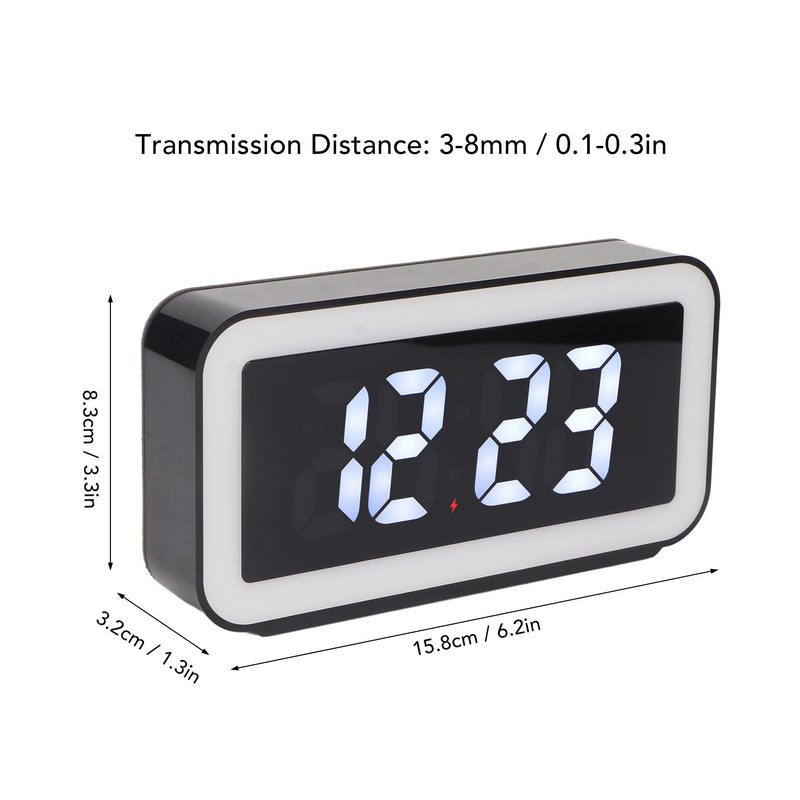 Wireless Charging Alarm Clock USB Reverse Charging LED Large Screen