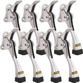 8 Pack Door Stoppers, Heavy Duty Kickdown Door Stopper, Adjustable Door Stop for The Bottom of Door, Aluminum Alloy Metal Door Holder with Rubber Tip to Keep Door Open (Satin Nickel)