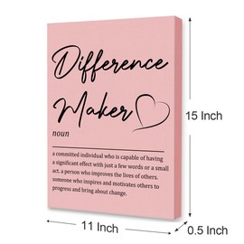 OTINGQD Inspirational Office Wall Decor,Difference Maker Definition Canvas Wall Art,Pink Office Wall Decorations,Difference Maker Gifts