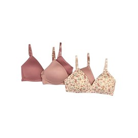 TAHARI Girls' 3-Pack Molded Wireless Bras, Mini Floral