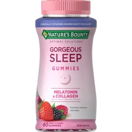 Nature's Bounty Optimate Solutions Gorgeous Sleep Melatonina de 5 mg con colágeno, sabores de frutas surtidos, 60 unidades