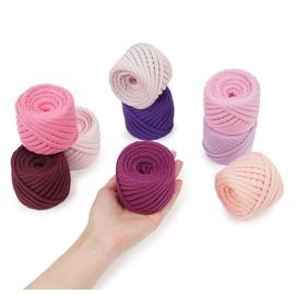 T-Shirt Yarn Fettuccini Zpagetti Set, 9 Balls Total of 196 Yards, Tshirt Yarn Kit for Crocheting, Ribbon Cotton Yarn, Knitting Yarn Ball, T Yarn Organic, T-Yarn - Anastasia Set