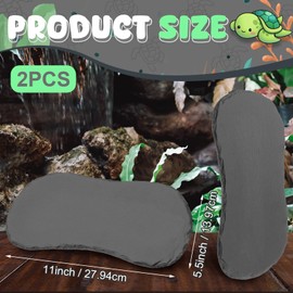 Shinylin 2 Pcs Reptile Basking Platform Natural Rock Reptile Food Bowl Tortoise Habitat Accessories Decor Slate Tile Tortoise Feeding Dish Bathing Resting Platform for Lizard Gecko Bearded Dragon