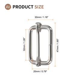 SUIKIHUM 10 Pack Metal Slide Buckle, 4/5 Inch Tri-Glides Circle Buckle Strap Adjuster Rectangle Belt Buckle Slide for Bag Purse Straps Making, Silver