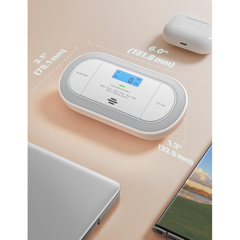 X-Sense Wi-Fi Plug-in Carbon Monoxide Detector with AAA Battery Backup,