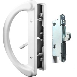 HauSun Sliding Patio Door Handle Set with Mortise Lock, Non-Keyed Reversible (3-15/16” Screw Spacing, White)