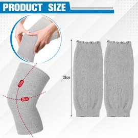 Geyoga Winter Knee Warmer, Stretchy Knitted Knee Pads, Thermal Knee Pads, Leg Warmers with Support Band, Non-Slip Leg Warmers, Joint Warmth for Women, Men, Arthritis, Cold Knee Problems, gray