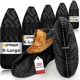 GOTMAR X-Large 200 Pack Breathable Shoe Covers Disposable for Indoors - Reusable Non-Slip Black Non-Woven Fabric Shoe Booties disposable, Fits Up to Men’s Size 13, Doubles as Travel Shoe Bags