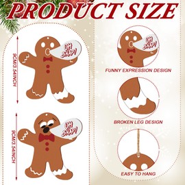 Roowest 6 Pcs Gingerbread Man Decorations Broken Leg Funny Christmas Tree Ornaments Wooden Gingerbread Man Cookie Oh Snap Hanging Ornaments Xmas Home Kitchen Holiday Decor Party Supplies