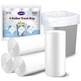 LainNeala Small Trash Bags 4 Gallon, 100 Count Small Garbage Bags Bathroom Trash Bags White Trash Bags Trash Can Liners Mini Trash Bags Trash Bags Unscented Small Garbage Bags for Bathroom Can
