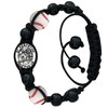 Needzo Needzo Adjustable Black Cord Bracelet with Baseball Beads and